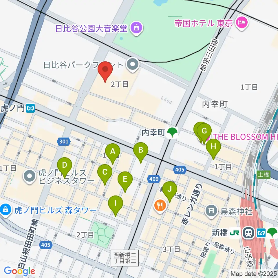 イイノホール周辺のホテル一覧地図