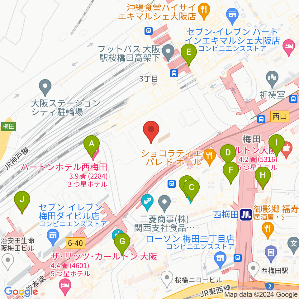 SkyシアターMBS周辺のホテル一覧地図