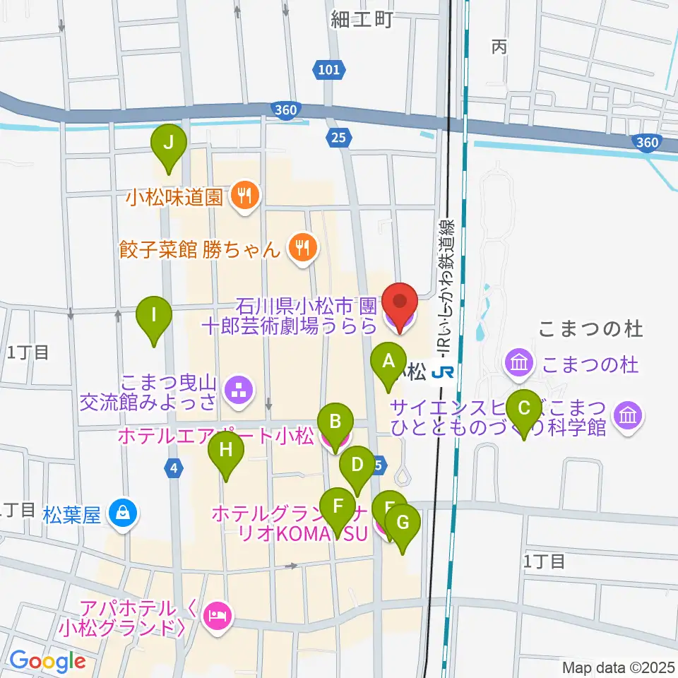 石川県小松市團十郎芸術劇場うらら周辺のホテル一覧地図