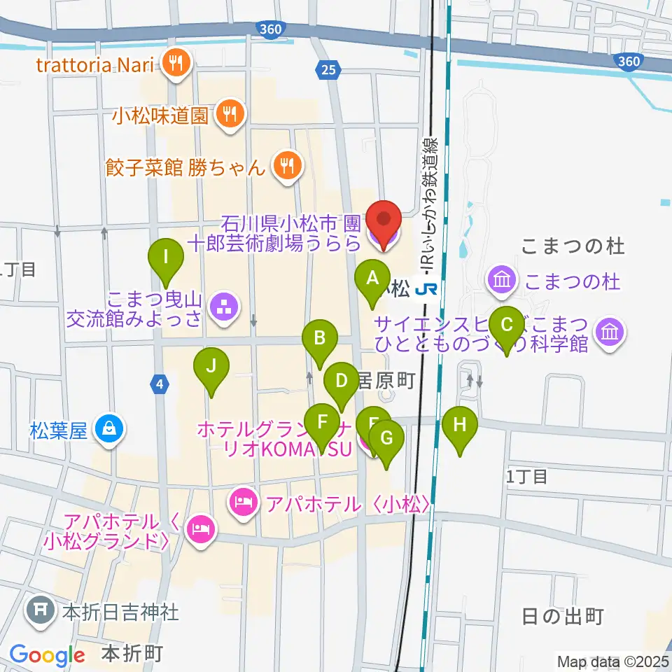 石川県小松市團十郎芸術劇場うらら周辺のホテル一覧地図