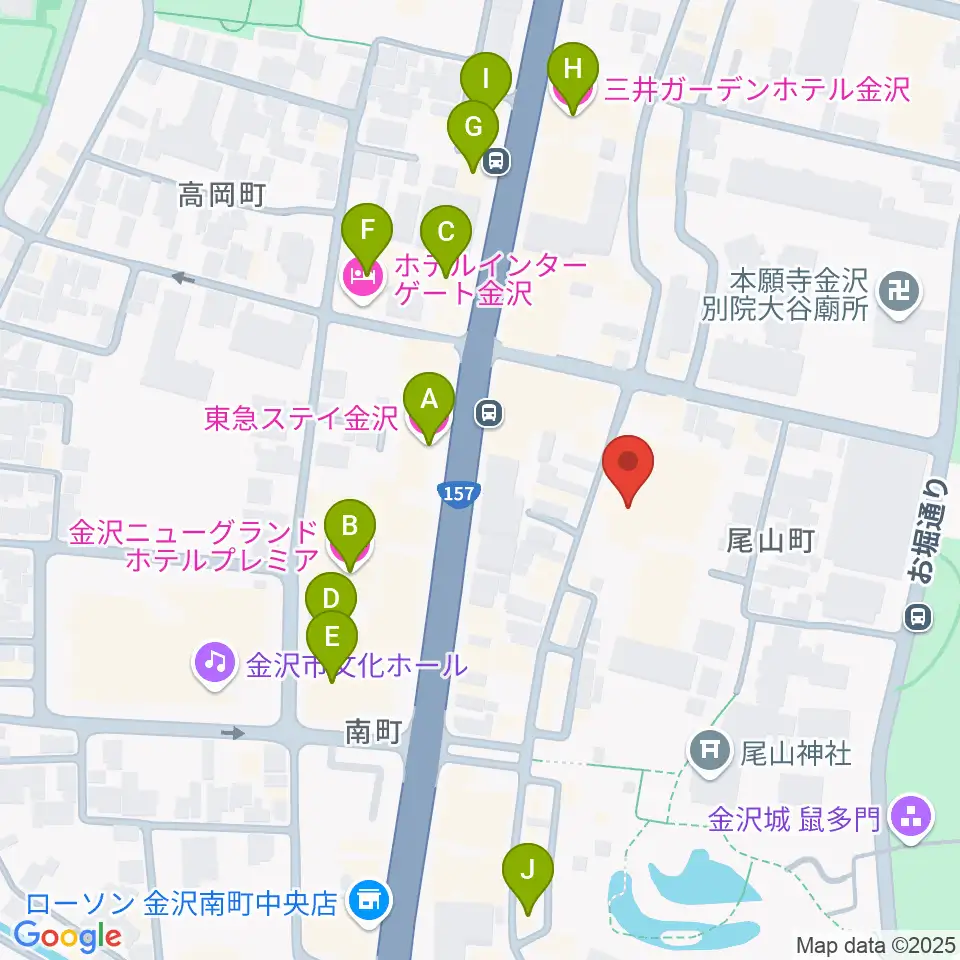石川県文教会館周辺のホテル一覧地図