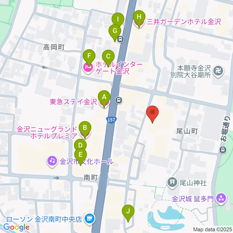 石川県文教会館周辺のホテル一覧地図