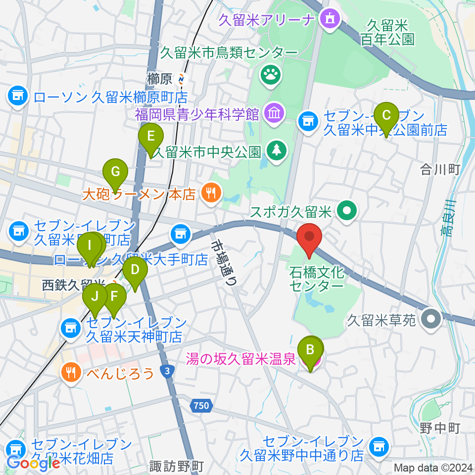 石橋文化ホール周辺のホテル一覧地図