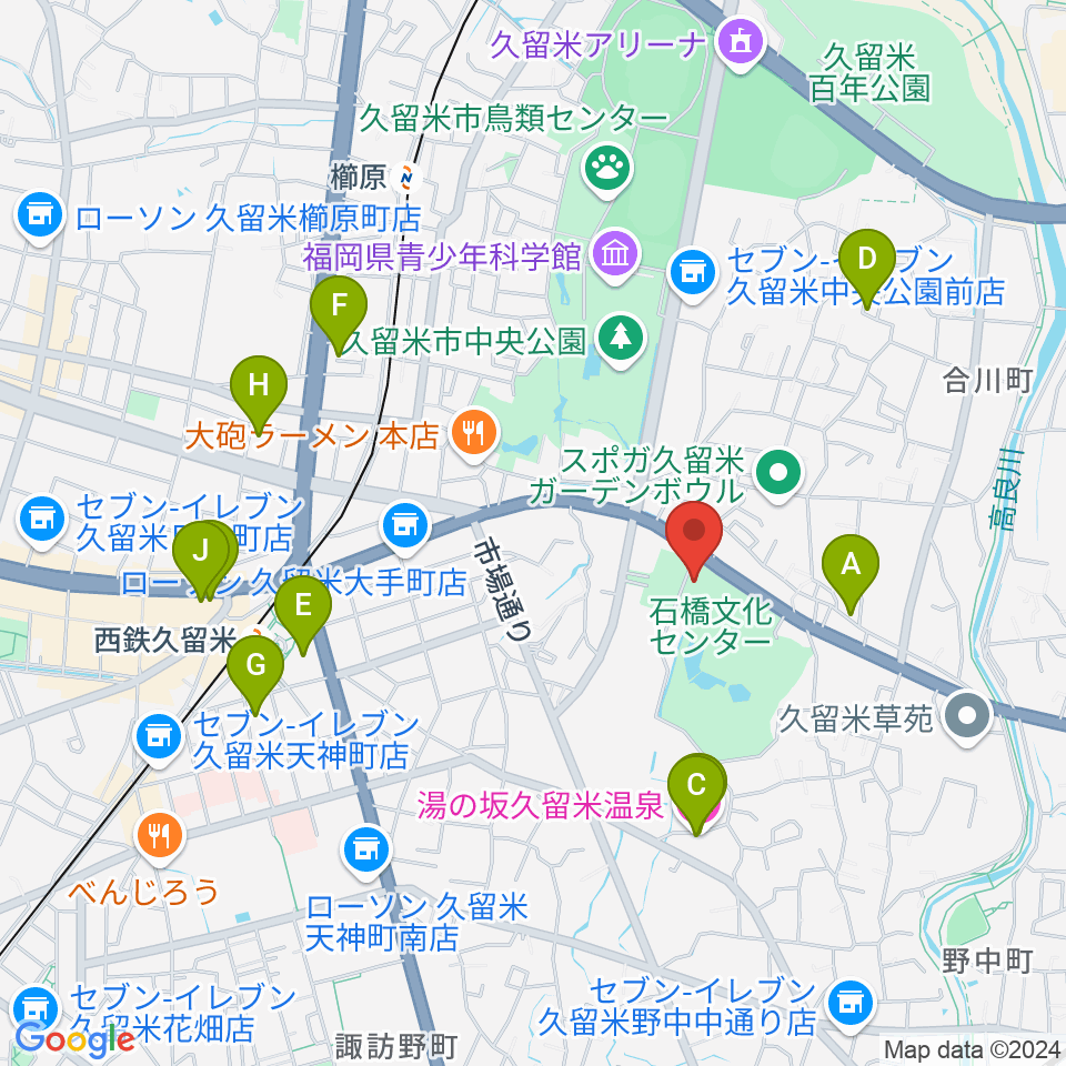 石橋文化ホール周辺のホテル一覧地図