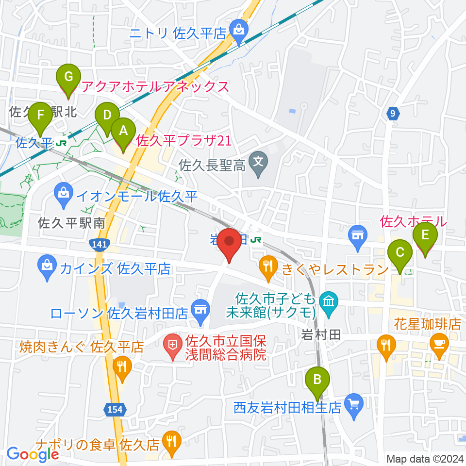 ヒオキ楽器 佐久平センター周辺のホテル一覧地図