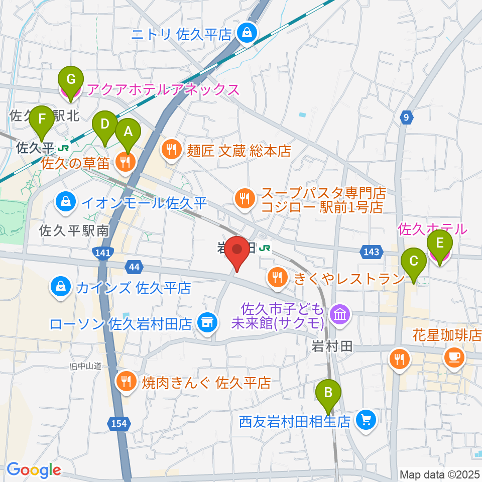 ヒオキ楽器 佐久平センター周辺のホテル一覧地図