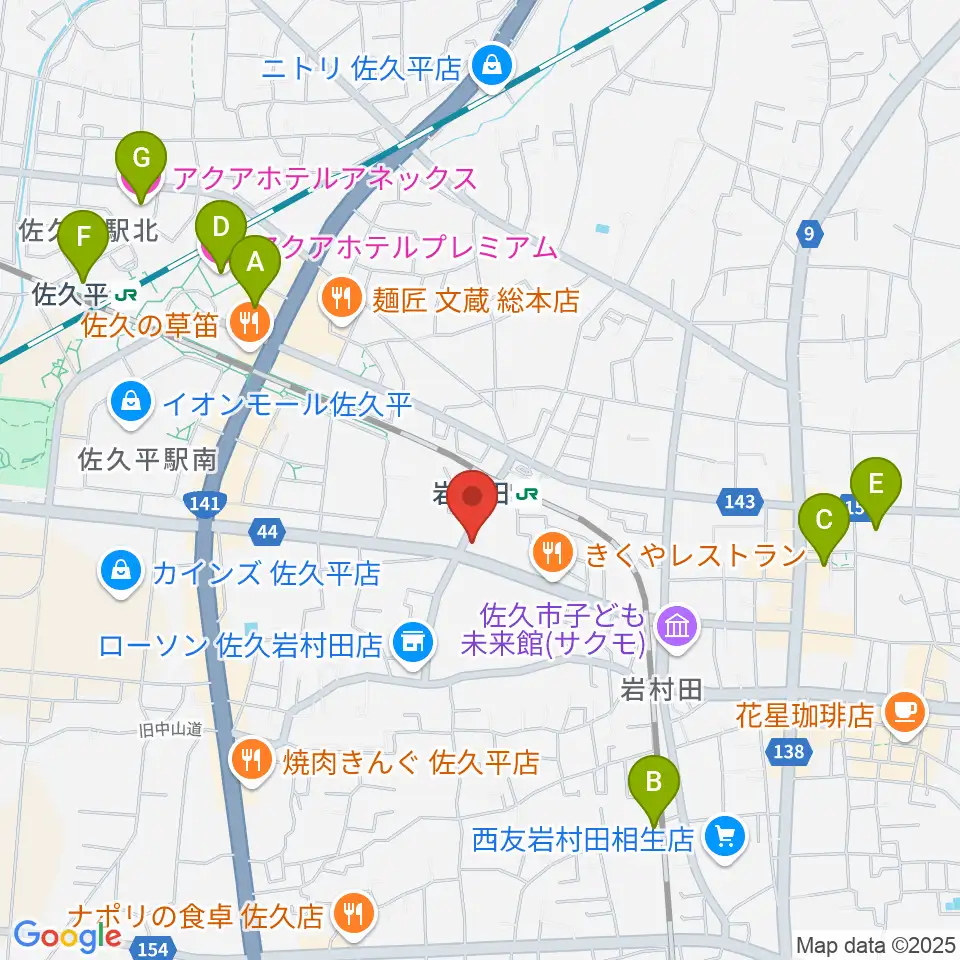 ヒオキ楽器 佐久平センター周辺のホテル一覧地図