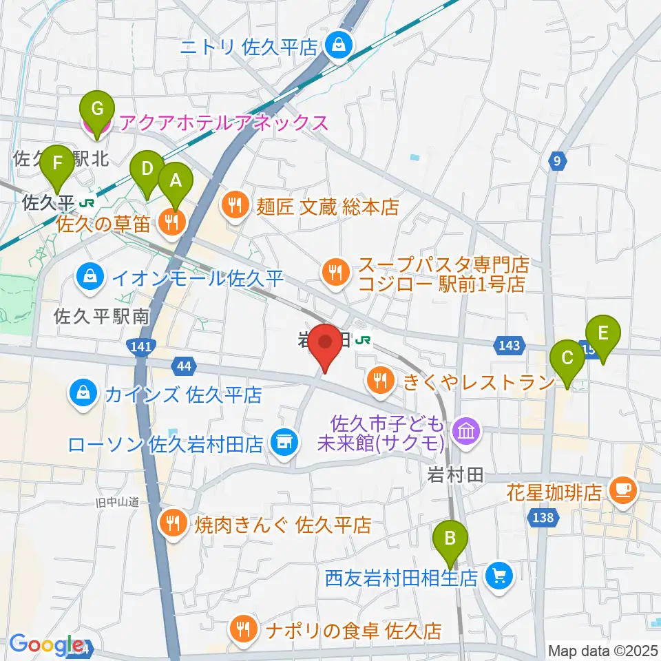 ヒオキ楽器 佐久平センター周辺のホテル一覧地図