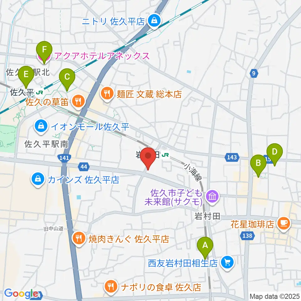 ヒオキ楽器 佐久平センター周辺のホテル一覧地図