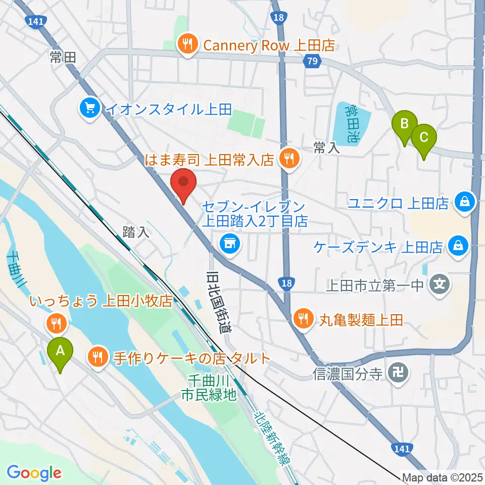 ヒオキ楽器 ユニスタイル上田センター周辺のホテル一覧地図
