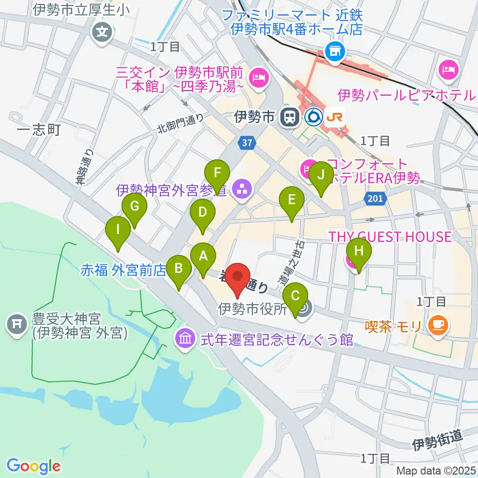 いせシティプラザ周辺のホテル一覧地図