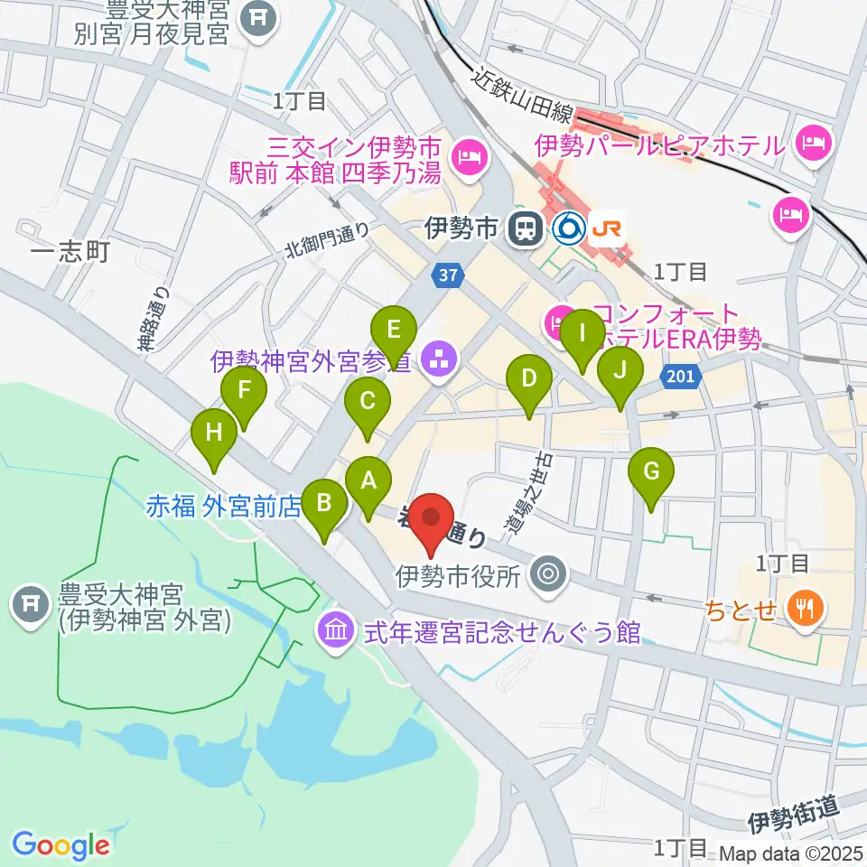 いせシティプラザ周辺のホテル一覧地図