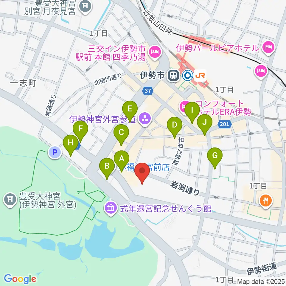 いせシティプラザ周辺のホテル一覧地図