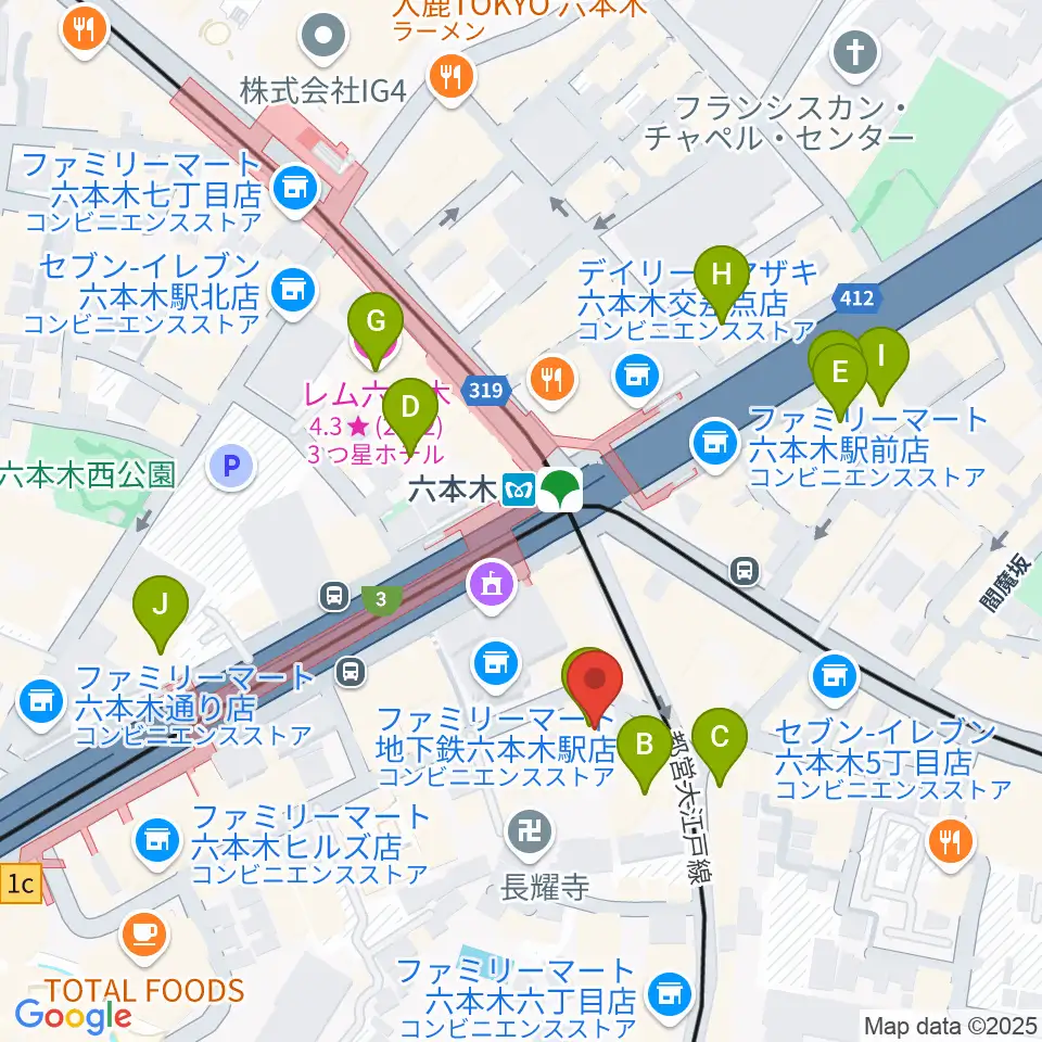 六本木ノチェーロ周辺のホテル一覧地図