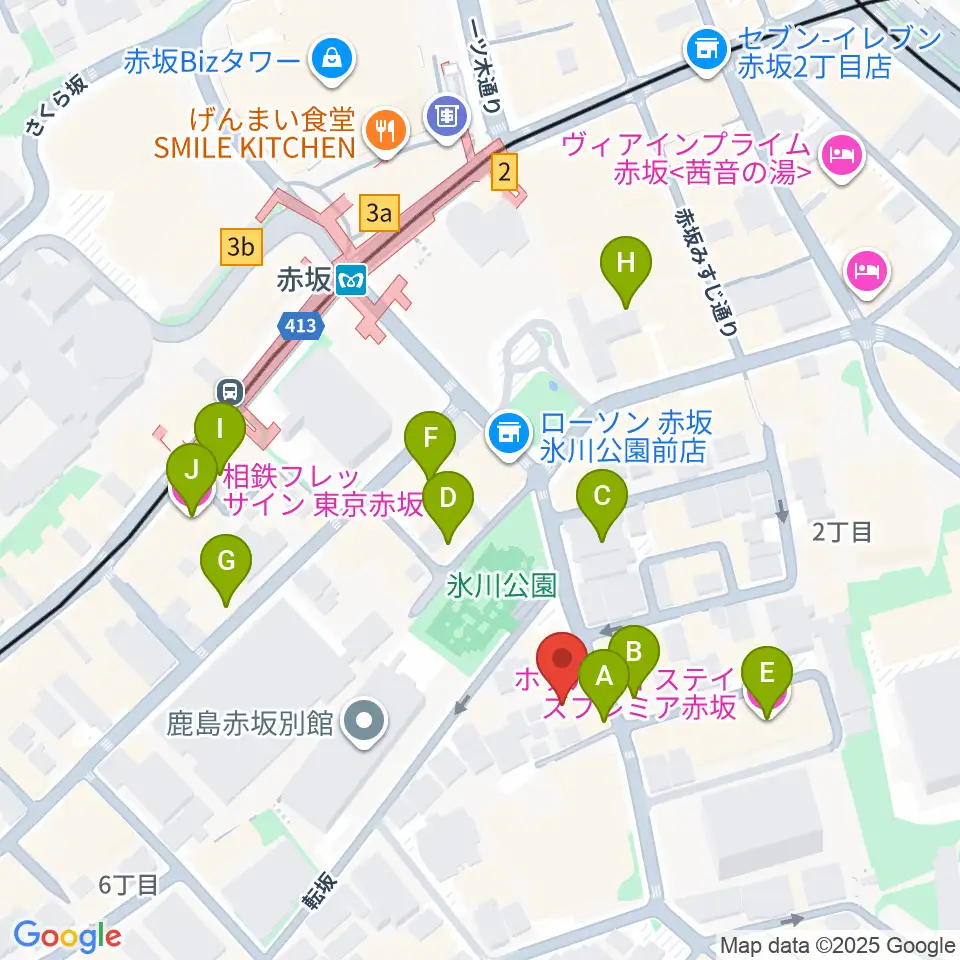 赤坂B flat周辺のホテル一覧地図