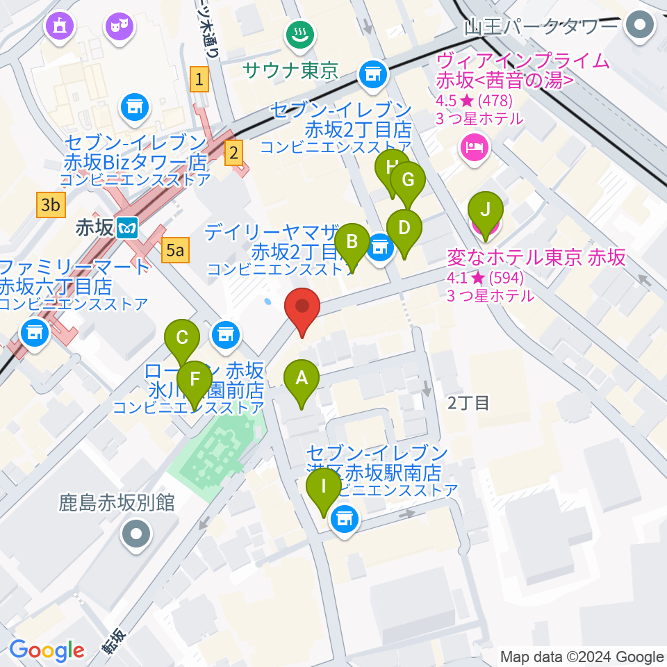 赤坂G's bar周辺のホテル一覧地図