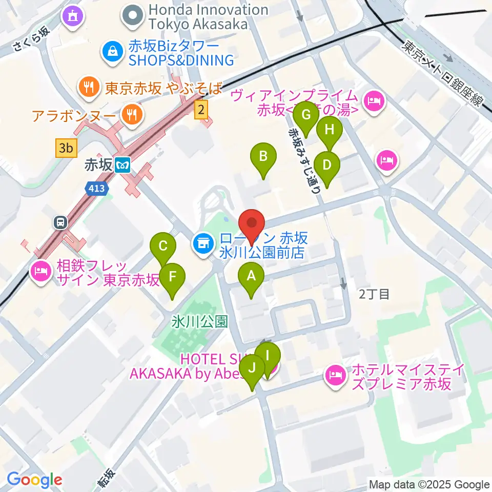 赤坂G's bar周辺のホテル一覧地図