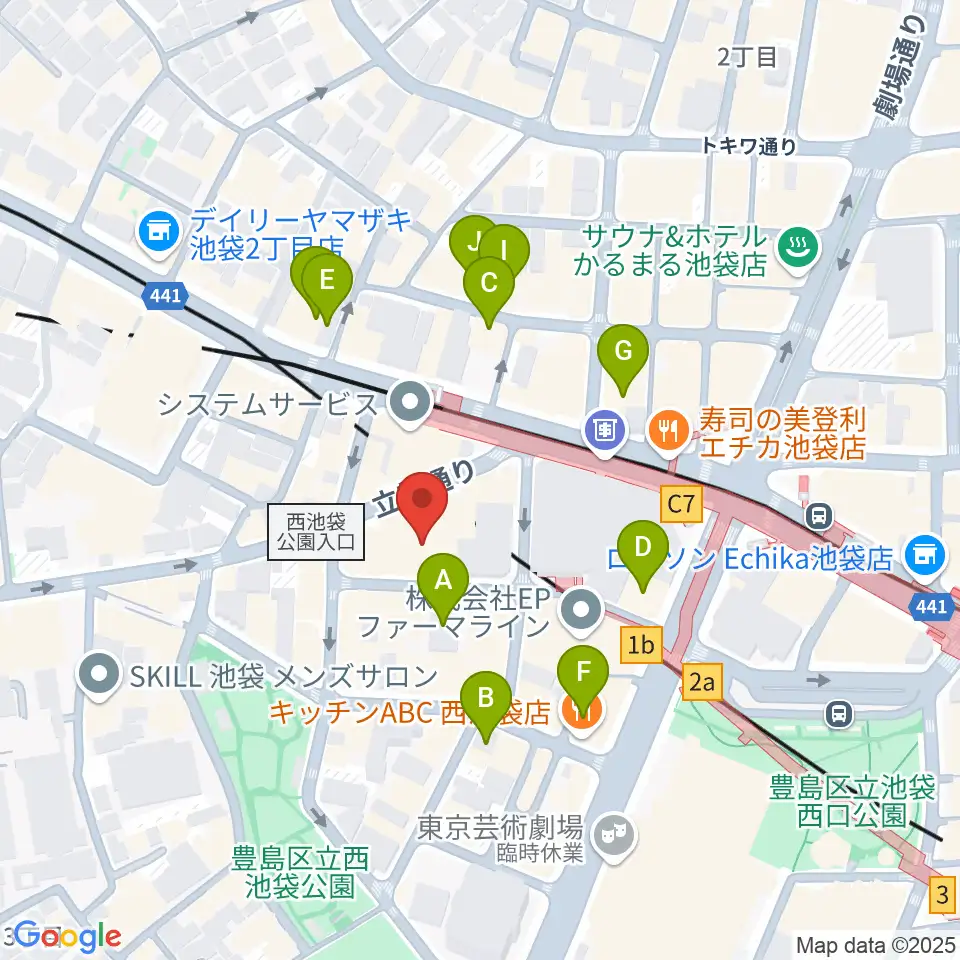 池袋フリーフローランチ周辺のホテル一覧地図