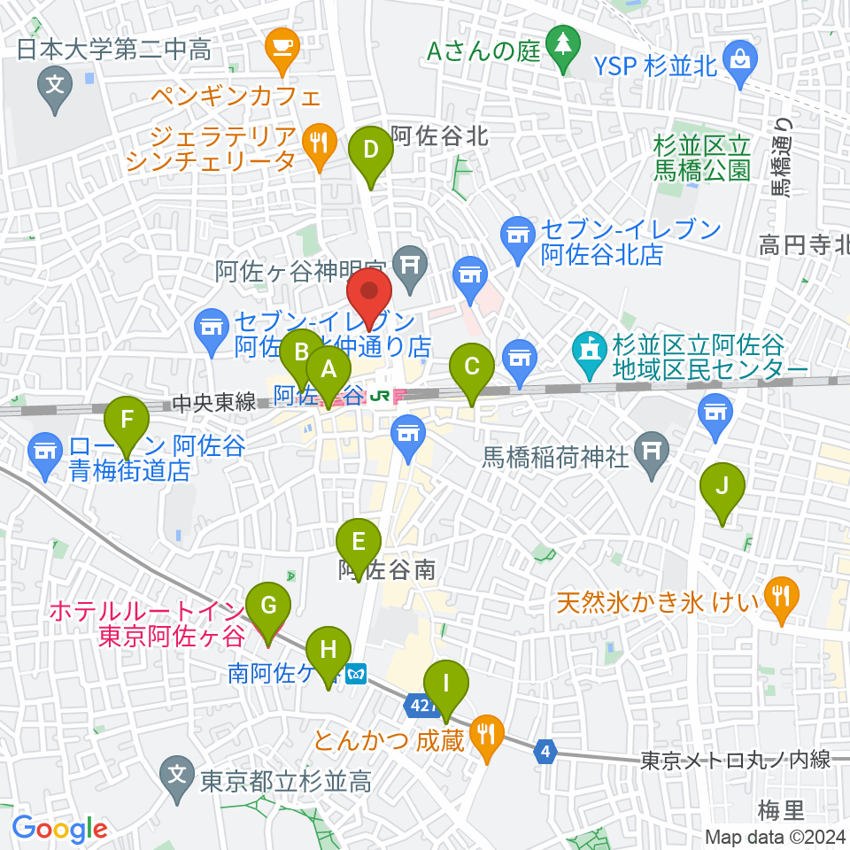 阿佐ヶ谷ラフォーレ周辺のホテル一覧地図