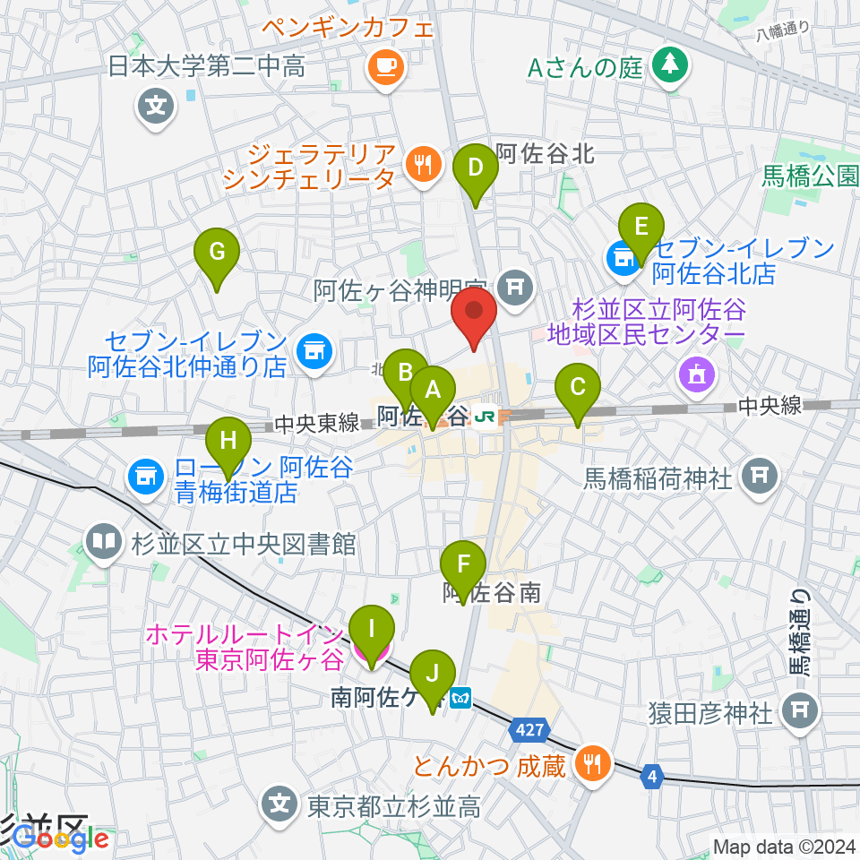 阿佐ヶ谷ラフォーレ周辺のホテル一覧地図