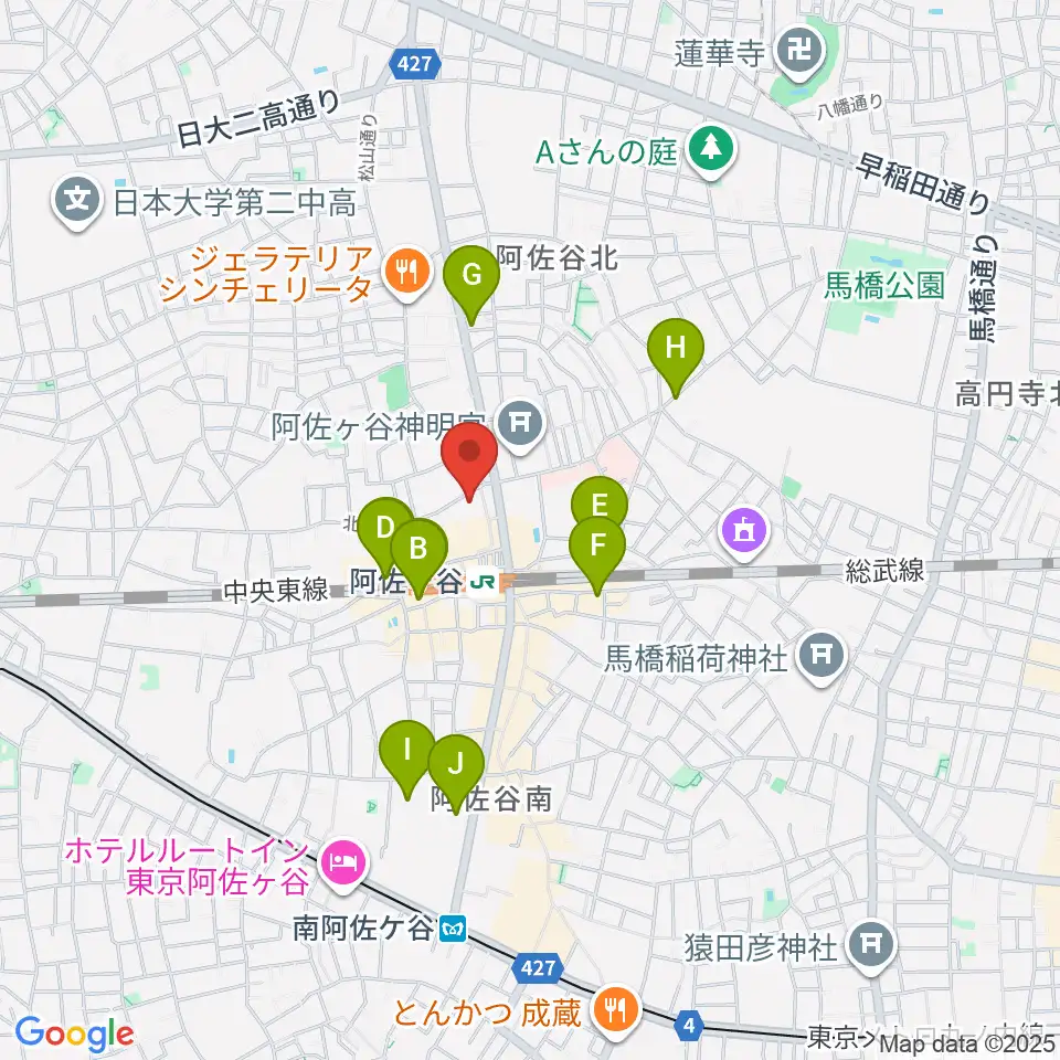 阿佐ヶ谷ラフォーレ周辺のホテル一覧地図