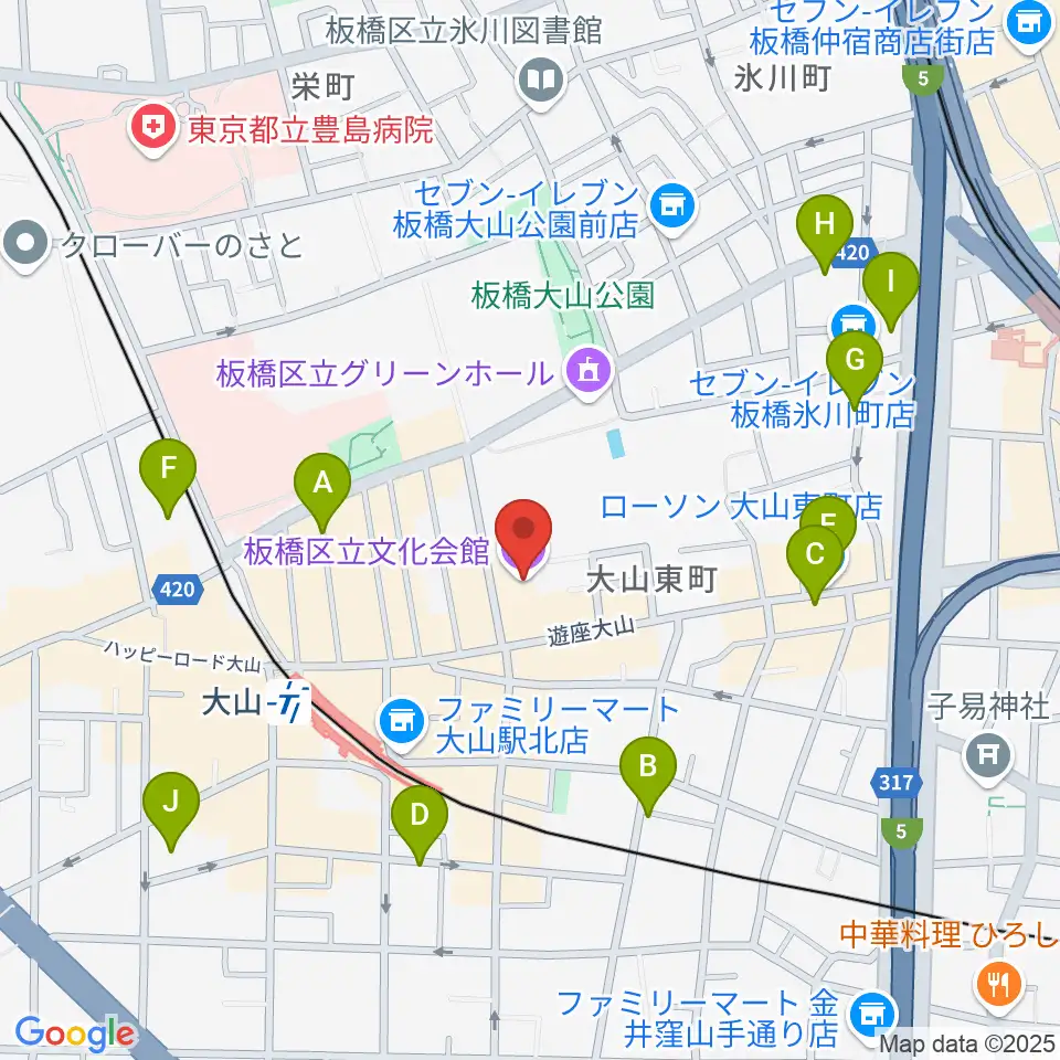 板橋区立文化会館周辺のホテル一覧地図