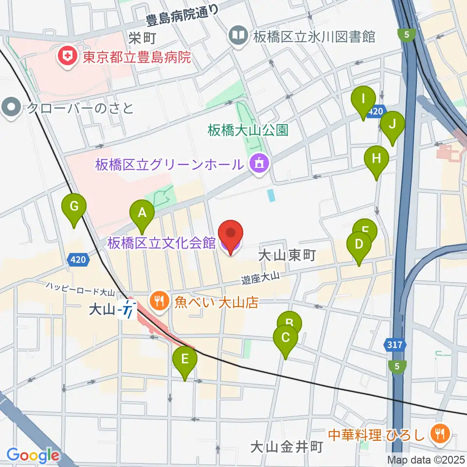 板橋区立文化会館周辺のホテル一覧地図
