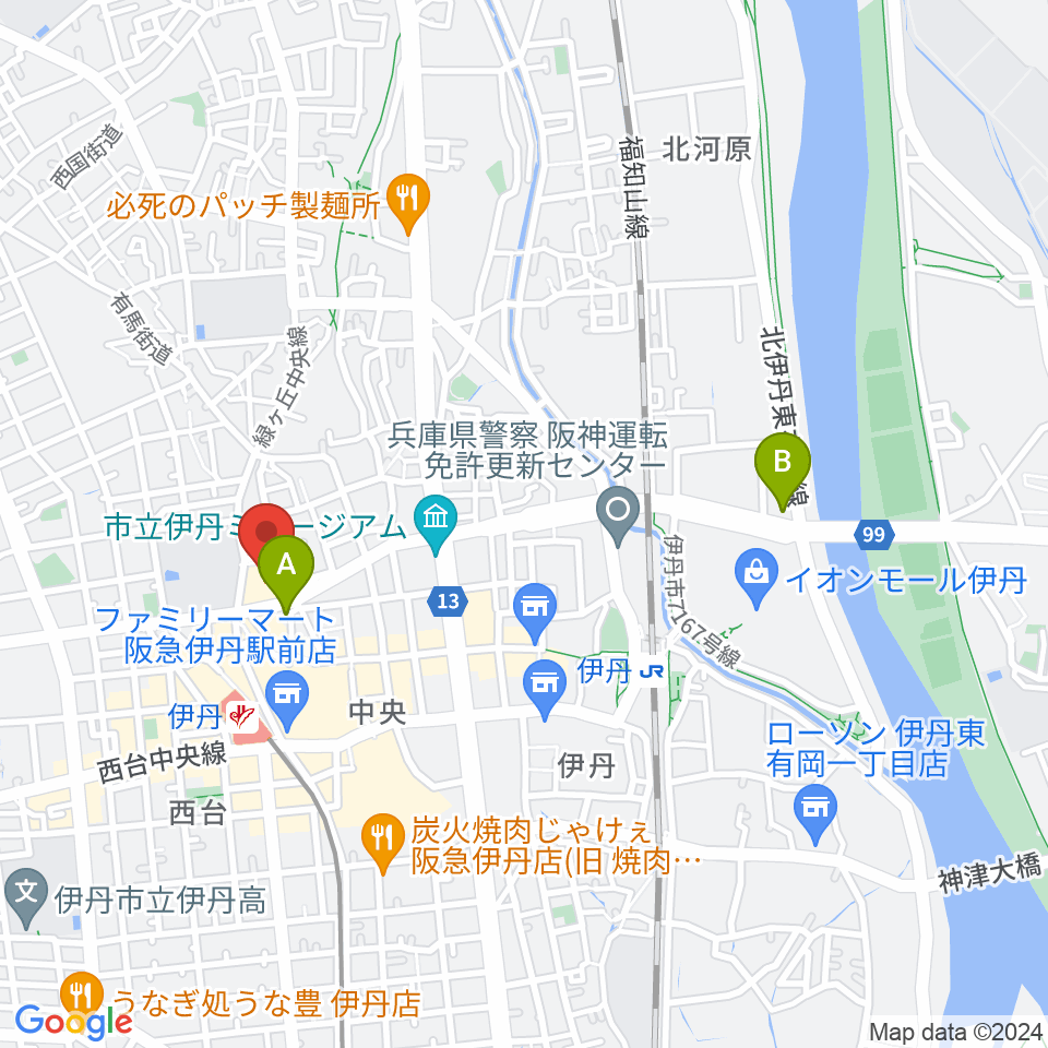 東リ いたみホール周辺のホテル一覧地図