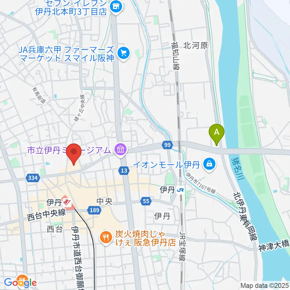 東リ いたみホール周辺のホテル一覧地図