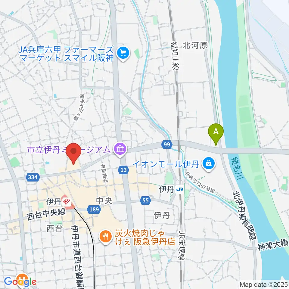 東リ いたみホール周辺のホテル一覧地図