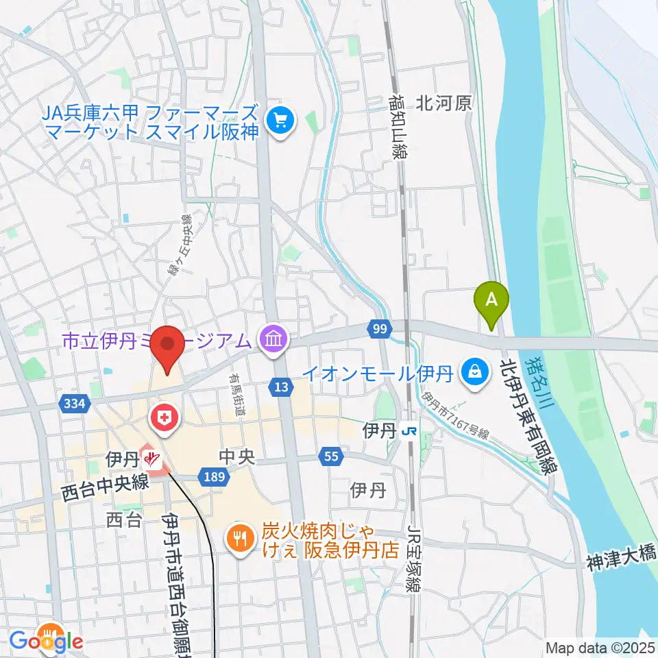 東リ いたみホール周辺のホテル一覧地図