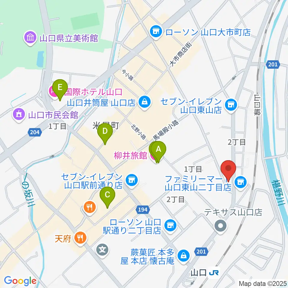 POPS-K 山口店周辺のホテル一覧地図