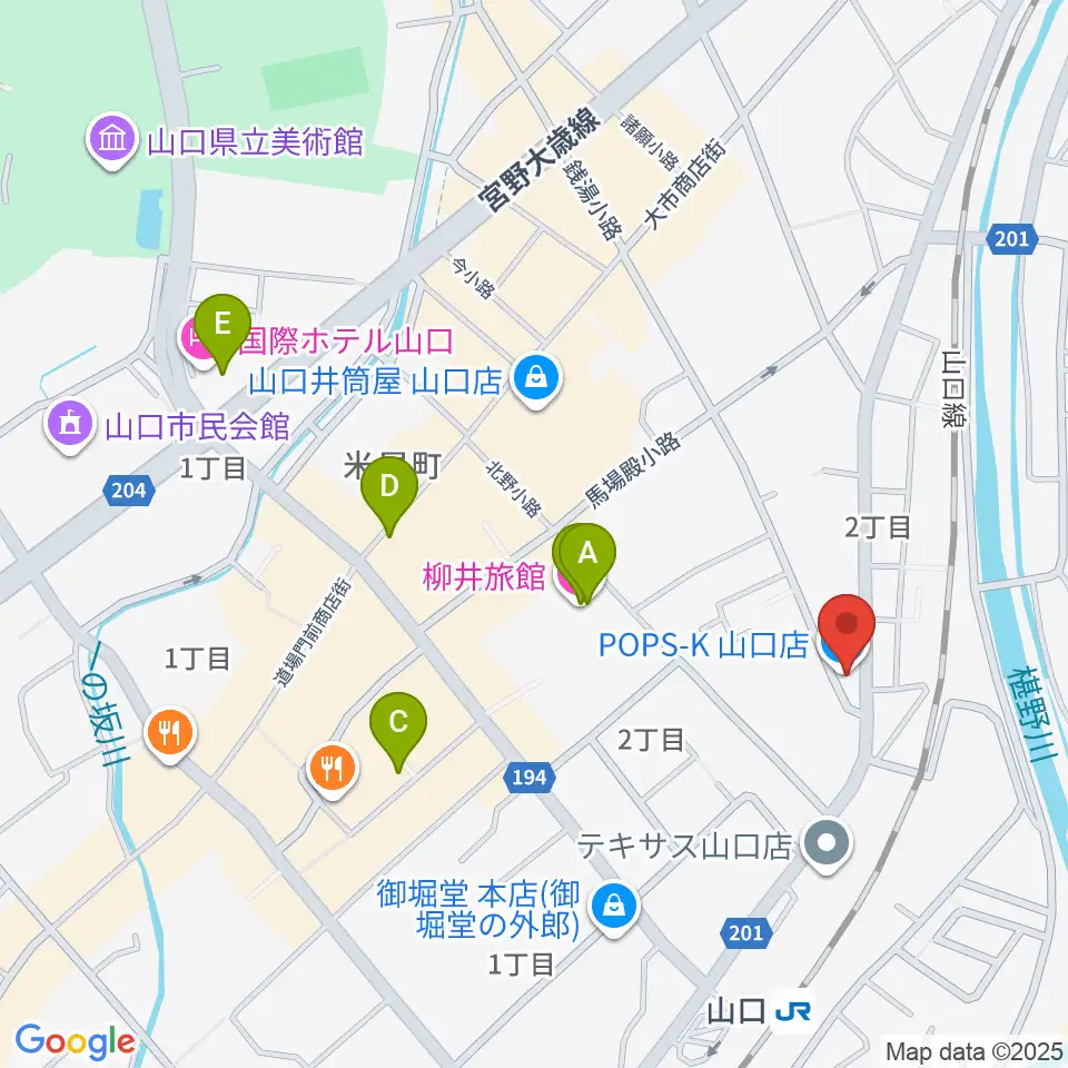 POPS-K 山口店周辺のホテル一覧地図