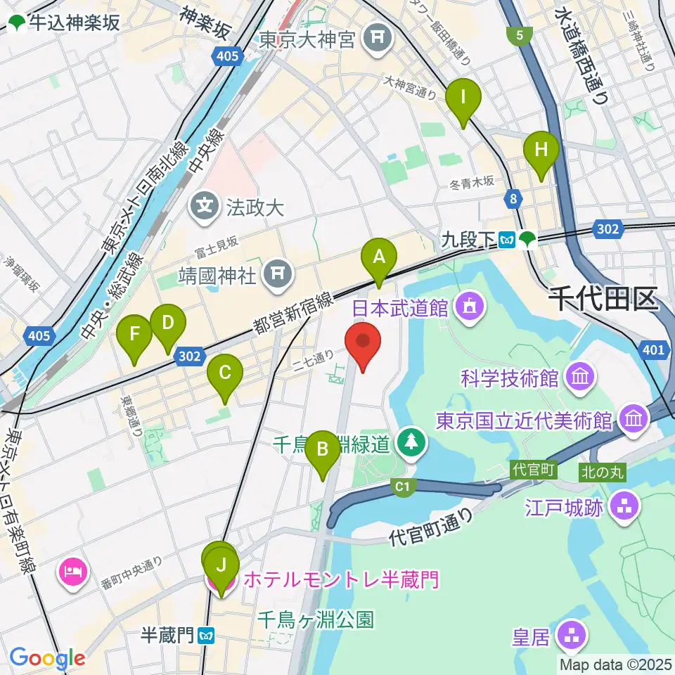 イタリア文化会館 アニェッリホール周辺のホテル一覧地図