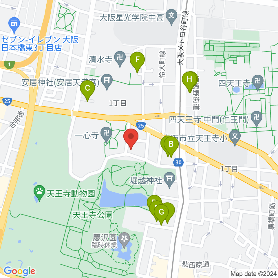 一心寺シアター倶楽周辺のホテル一覧地図