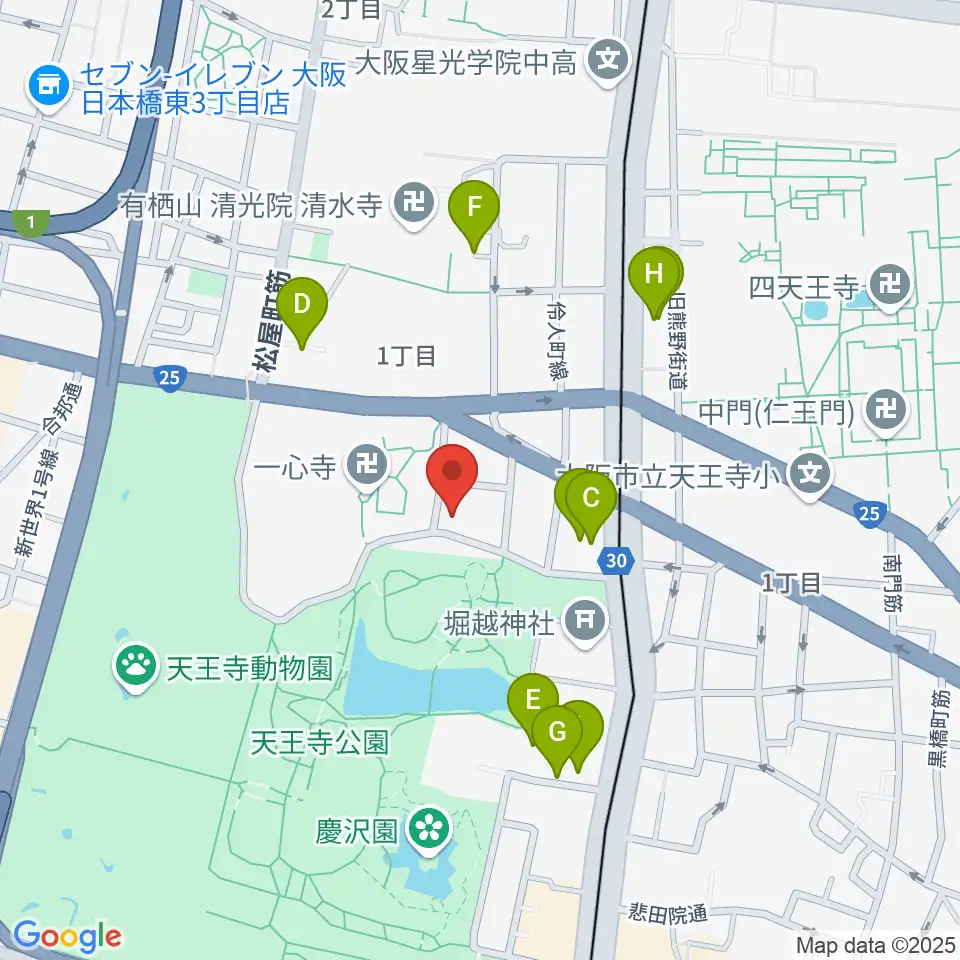 一心寺シアター倶楽周辺のホテル一覧地図