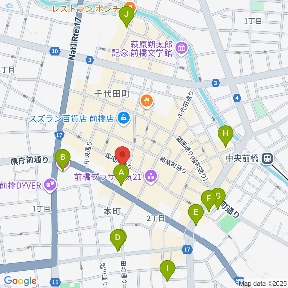 前橋ダウンビート周辺のホテル一覧地図