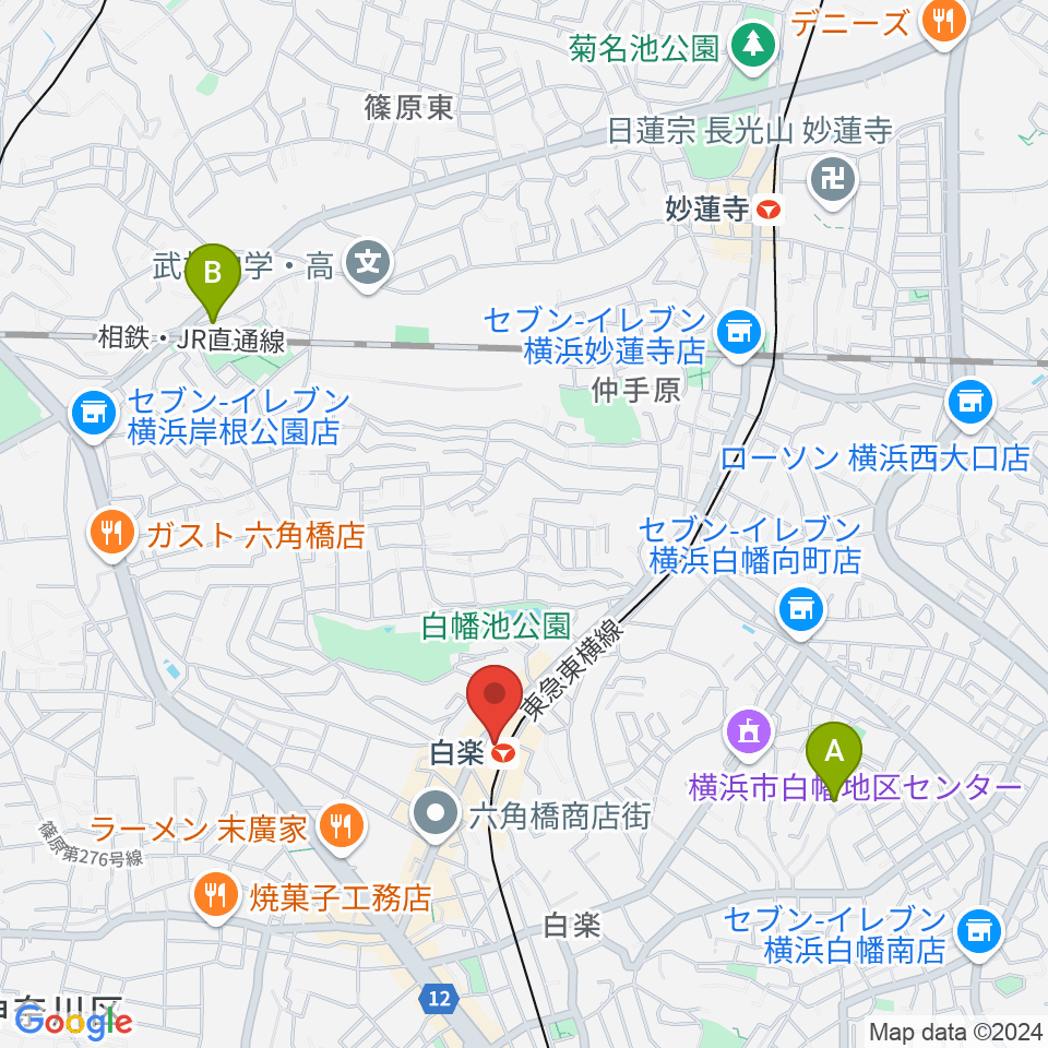 白楽ブルースエット周辺のホテル一覧地図