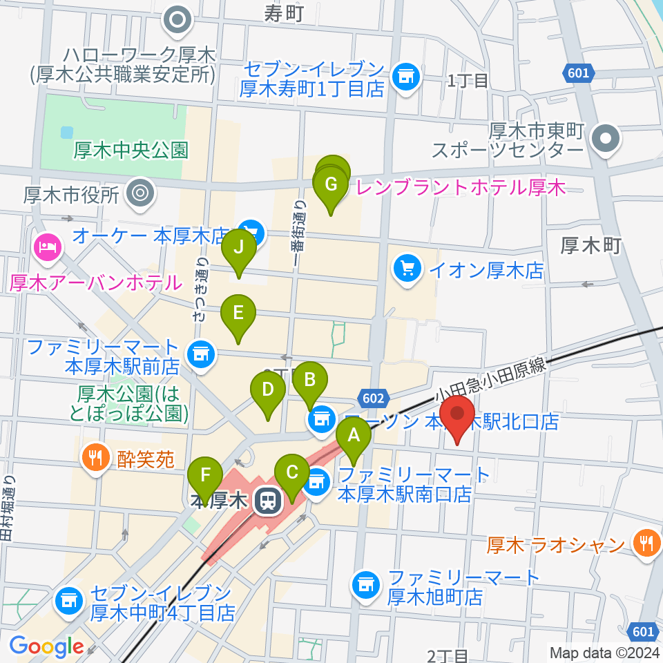 本厚木マッカーサーギャレッジ周辺のホテル一覧地図