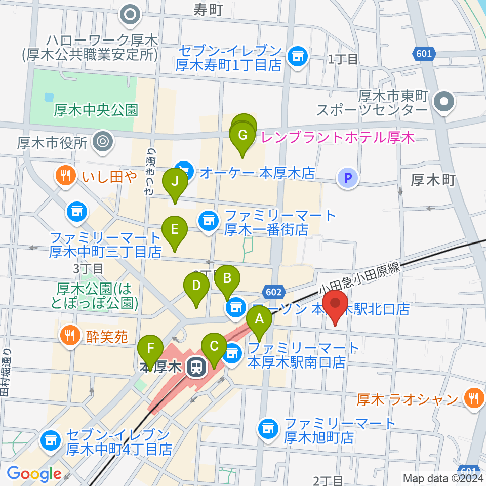 本厚木マッカーサーギャレッジ周辺のホテル一覧地図