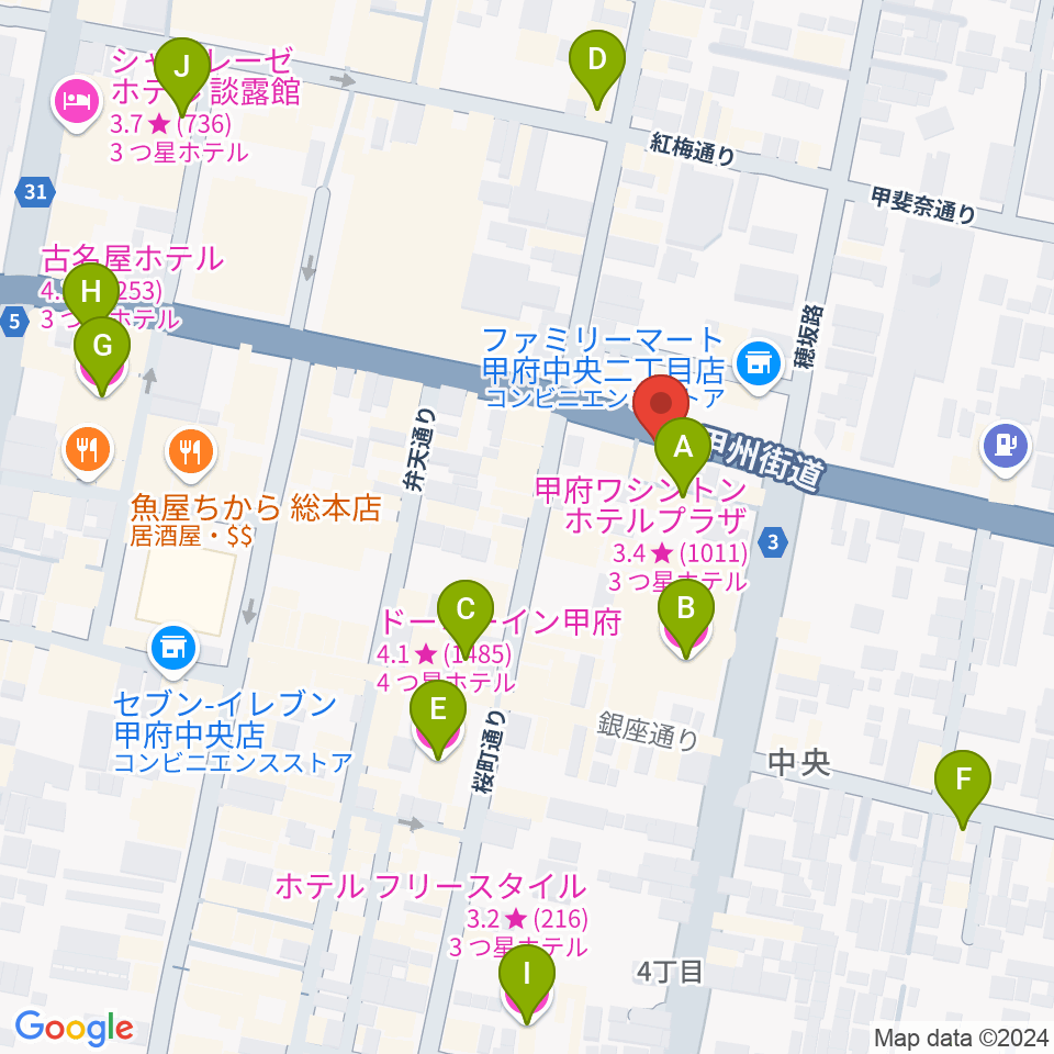 甲府JAZZ IN ALONE周辺のホテル一覧地図