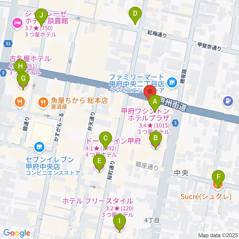 甲府JAZZ IN ALONE周辺のホテル一覧地図