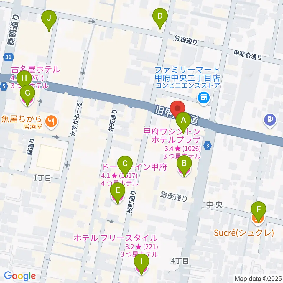 甲府JAZZ IN ALONE周辺のホテル一覧地図