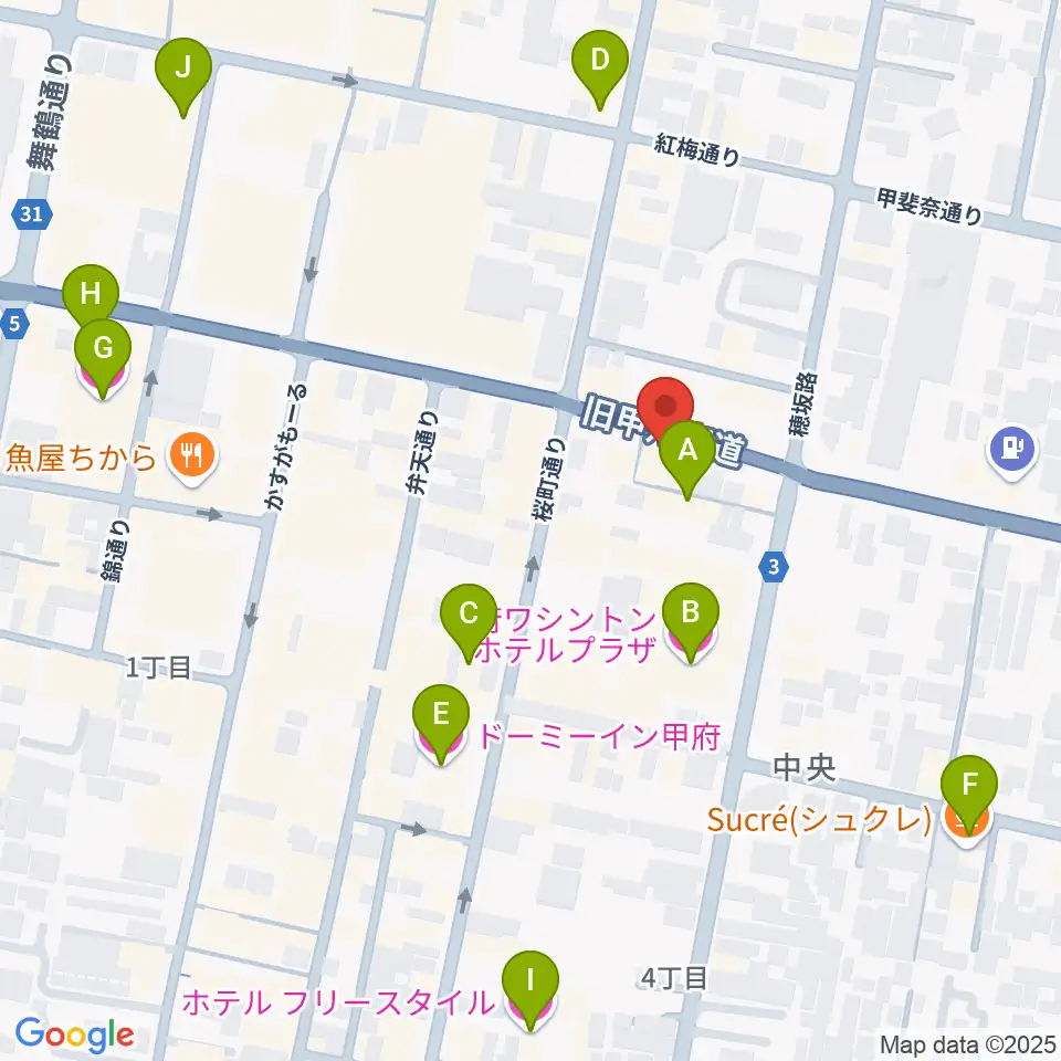 甲府JAZZ IN ALONE周辺のホテル一覧地図