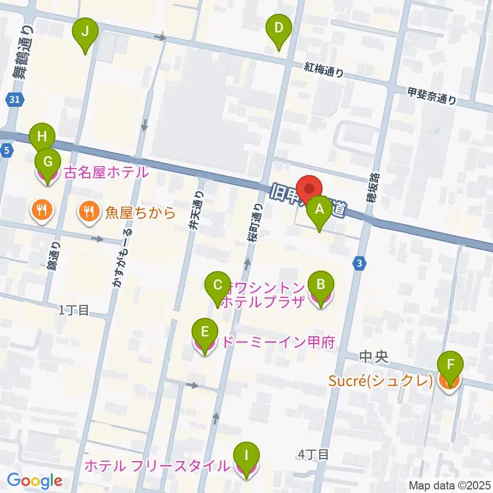 甲府JAZZ IN ALONE周辺のホテル一覧地図