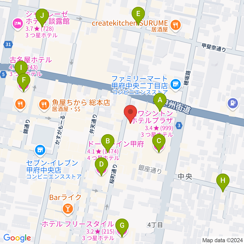 コットンクラブ甲府周辺のホテル一覧地図