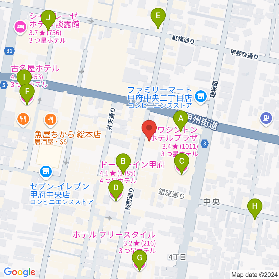 コットンクラブ甲府周辺のホテル一覧地図