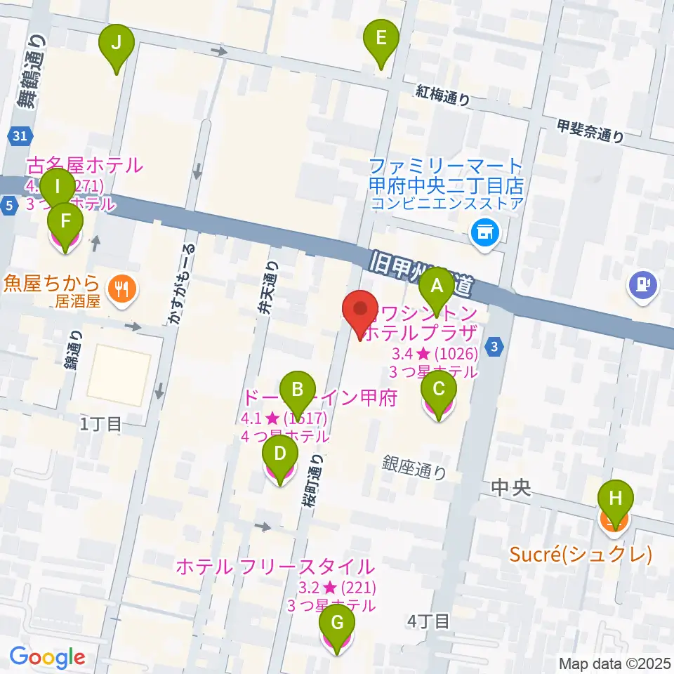 コットンクラブ甲府周辺のホテル一覧地図