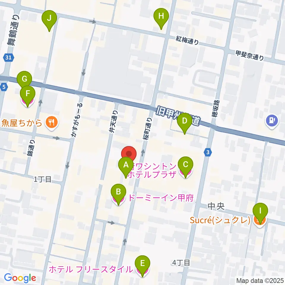 甲府桜座周辺のホテル一覧地図