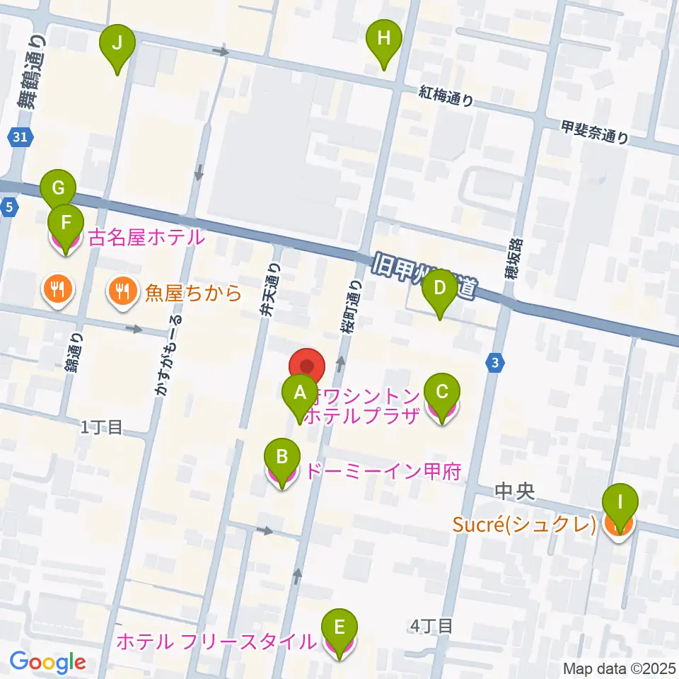 甲府桜座周辺のホテル一覧地図